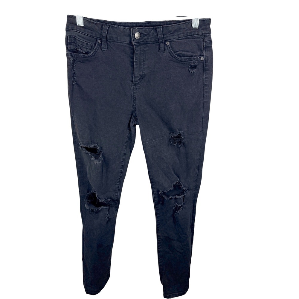 Joe's Jeans The Icon Skinny Ankle Jeans Womens 29 Black Distressed Ripped Denim